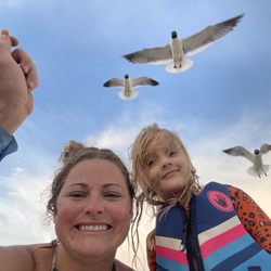 Holly Beach - Feed the Sea gull gold fish