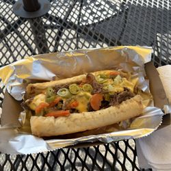 Windy City Eats - Italian beef with cheese and peppers was really good!