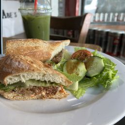 Steak Sandwich & Matcha lemonade