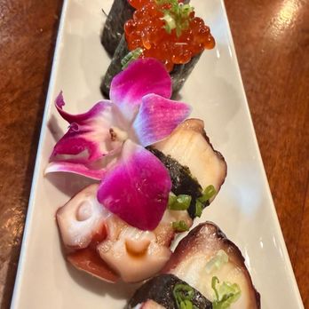 Tappi Sushi Lounge - Octopus, Salmon roe, Tuna (reg not toro) nigiri - Sushi Bars Near Me - La Mesa, California Tappi Sushi Lounge - Octopus, Salmon roe, Tuna (reg not toro) nigiri - Sushi Bars Near Me - La Mesa, California