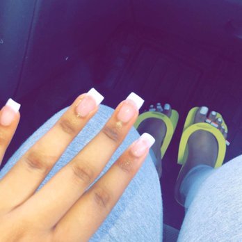 LD Nail - pink and white dip with tips and white regular polish on toes. - Nail Salons Near Me - Clinton Township, Michigan LD Nail - pink and white dip with tips and white regular polish on toes. - Nail Salons Near Me - Clinton Township, Michigan