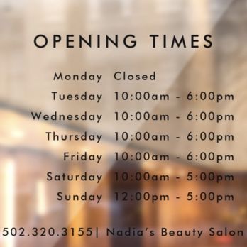 Nadia’s Beauty Salon - Business hours - Hair Salons Near Me - Frankfort, Kentucky Nadia’s Beauty Salon - Business hours - Hair Salons Near Me - Frankfort, Kentucky