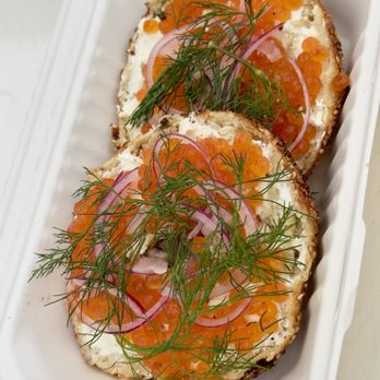 Courage Bagels - Roe! Alaskan Salmon Roe Bagel - Bagels Near Me - Los Angeles, California