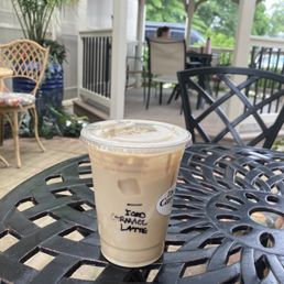 latte tucked in the back corner of the outside area