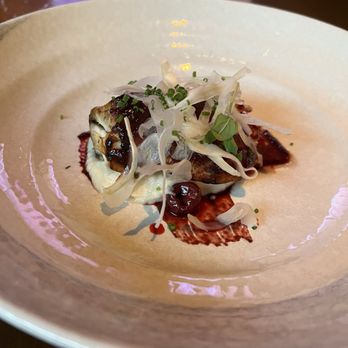 Roka Akor - Chicago - Chilean Sea Bass, Cherry Miso Glaze, Celery Root Purée, Pickled Cherries, and Fennel - Sushi Bars Near Me - Chicago, Illinois Roka Akor - Chicago - Chilean Sea Bass, Cherry Miso Glaze, Celery Root Purée, Pickled Cherries, and Fennel - Sushi Bars Near Me - Chicago, Illinois