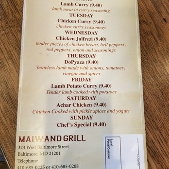 The Kabul - Daily Specials Menu - Mediterranean Near Me - Baltimore, Maryland The Kabul - Daily Specials Menu - Mediterranean Near Me - Baltimore, Maryland