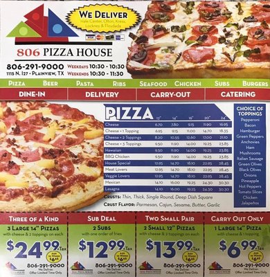 Menu photo 6 806 Pizza House Plainview, TX