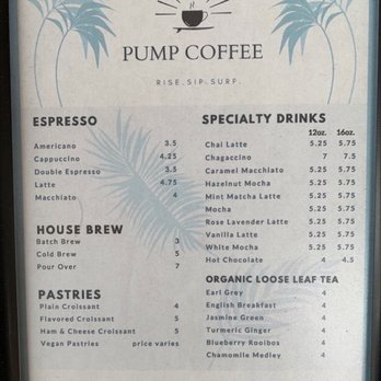 Pump Coffee - Menu - Coffee & Tea Near Me - San Diego, California