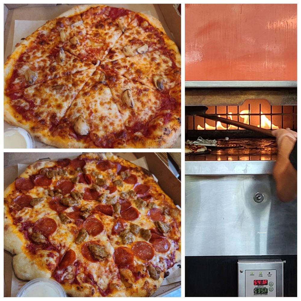 Blaze Pizza - Roasted garlic, sea salt, sauce and cheese. The other sausage, pepperoni, sauce and cheese - Pizza Near Me - Fresh Meadows, New York Blaze Pizza - Roasted garlic, sea salt, sauce and cheese. The other sausage, pepperoni, sauce and cheese - Pizza Near Me - Fresh Meadows, New York