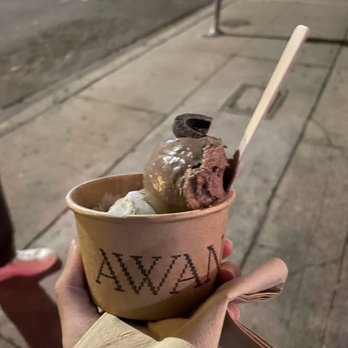 AWAN - Valrhona chocolate and white raspberry. Sorry I already took a few bites :-) - Ice Cream & Frozen Yogurt Near Me - West Hollywood, California