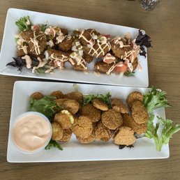 Avocado bites and fried pickles
