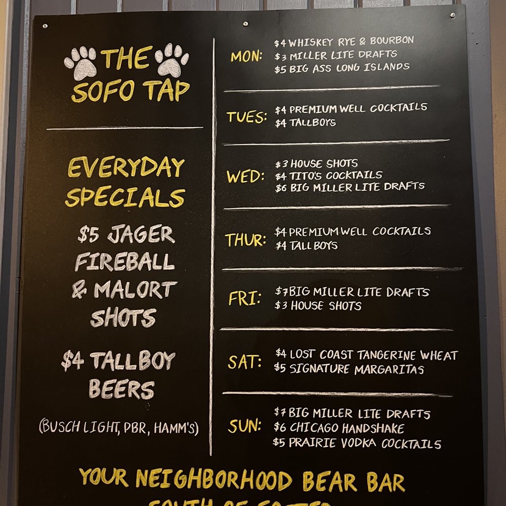The SoFo Tap - Daily specials as of March 2022 - Gay Bars Near Me - Chicago, Illinois The SoFo Tap - Daily specials as of March 2022 - Gay Bars Near Me - Chicago, Illinois
