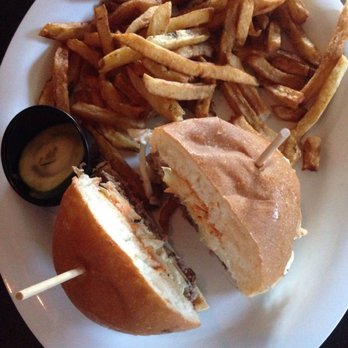 Urban Stack - Asian Q with side of fries and house-made pickles. - Burgers Near Me - Chattanooga, Tennessee