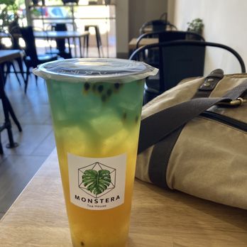 Monstera Boba Cafe - Sunrise Tea with Aloe Vera jellies - Bubble Tea Near Me - Tujunga, California Monstera Boba Cafe - Sunrise Tea with Aloe Vera jellies - Bubble Tea Near Me - Tujunga, California