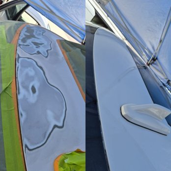 Pro Mobile Collision - Roof & spoiler paint restoration process! From prep work to a flawless factory finish, right in the client's driveway - Body Shops Near Me - Douglasville, Georgia Pro Mobile Collision - Roof & spoiler paint restoration process! From prep work to a flawless factory finish, right in the client's driveway - Body Shops Near Me - Douglasville, Georgia