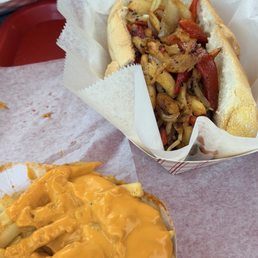 Cheese fries, Chicago style hotdog, Boston sausage