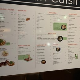 the menu for the restaurant