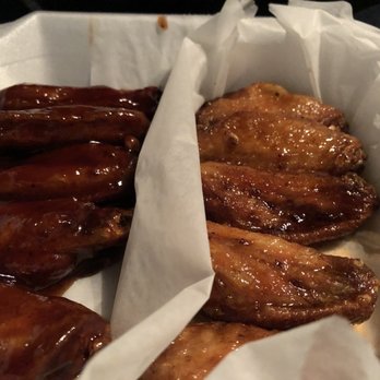 The Wing Bar - Agave bbq (left), hot honey (right) - Chicken Wings Near Me - Atlanta, Georgia