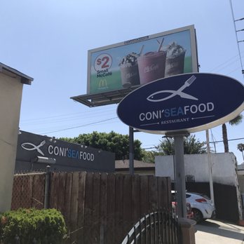 ConiSeafood - Signage for Coni's seafood - Mexican Near Me - Inglewood, California