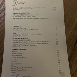 dessert menu
