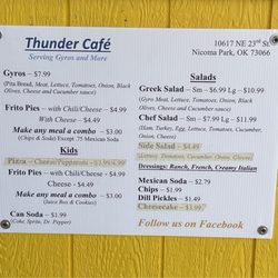 Thunder Cafe - Menu board
