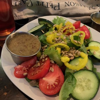 Wussow’s Concert Cafe - house salad with maple mustard vinaigrette and olive oil citrus vinaigrette - wonderful! - Coffee & Tea Near Me - Duluth, Minnesota Wussow’s Concert Cafe - house salad with maple mustard vinaigrette and olive oil citrus vinaigrette - wonderful! - Coffee & Tea Near Me - Duluth, Minnesota