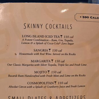 The Cheesecake Factory - 2026-6-27 Skinny Cocktails Menu - Desserts Near Me - Lutz, Florida