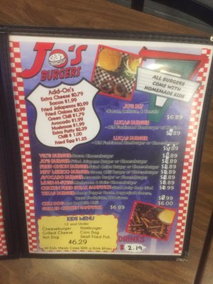 Menu photo 1 Jo's Burgers Anadarko, OK