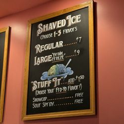 Yogurt Spot - Shaved ice menu