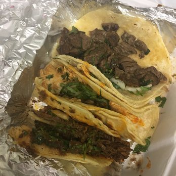 Taco Bamba Springfield - Carne Asada (top) Tinga basically stewed chicken (middle)  Barbacoa (bottom) - Tacos Near Me - Springfield, Virginia
