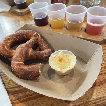 The Malted Barley - Fresh, hot pretzel with apricot butter. Delicious! - Pretzels Near Me - Providence, Rhode Island