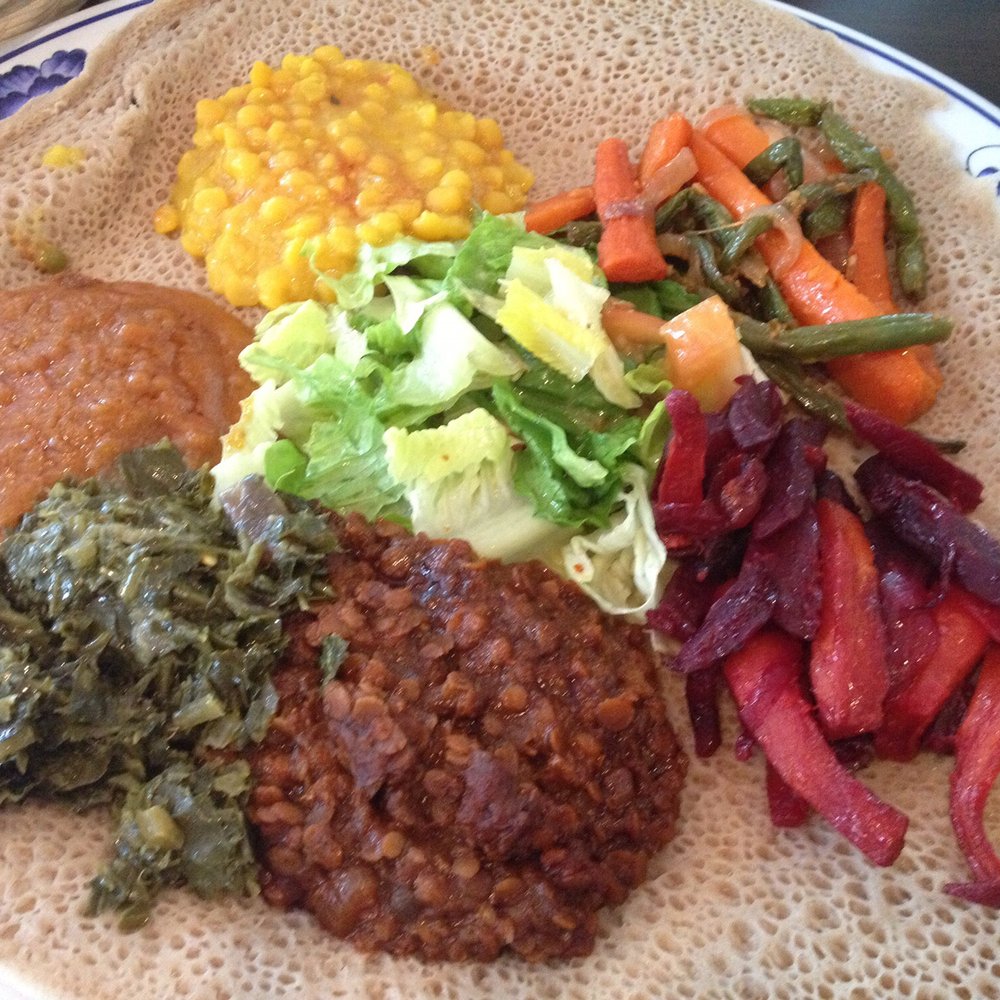 Dilla's - Vegetarian combination platter. Amazing! - Ethiopian Near Me - Minneapolis, Minnesota