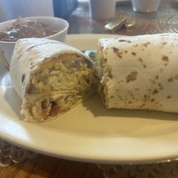 Baked - Burrito with green chili sauce (on the side)