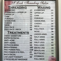 I Look Threading Salon - Prices