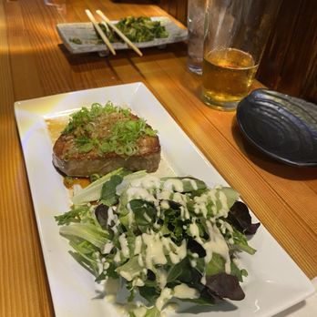 Oyster Hale by Crush - Ahi steak with side salad. - Izakaya Near Me - Honolulu, Hawaii Oyster Hale by Crush - Ahi steak with side salad. - Izakaya Near Me - Honolulu, Hawaii