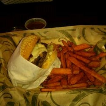 Burger Claim - Mushroom Swiss with sweet potato fries. - Burgers Near Me - Centralia, Washington Burger Claim - Mushroom Swiss with sweet potato fries. - Burgers Near Me - Centralia, Washington
