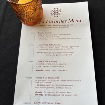 Solera - Chef's favorites menu as of 12/13/25 - Lounges Near Me - Honolulu, Hawaii