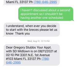 South Dental Midtown - Harassing texts