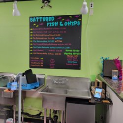 Battered Fish & Chips - Where you order and the menu