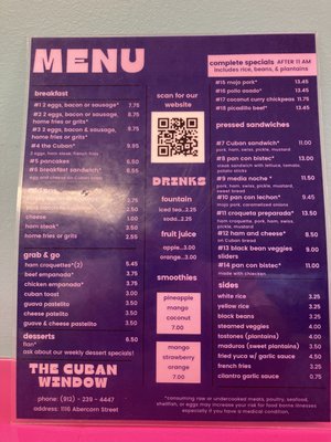 Menu photo 4 The Cuban Window Savannah, GA