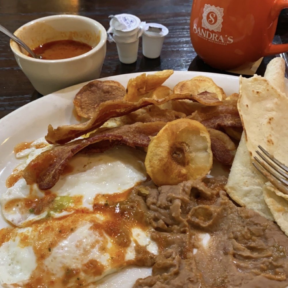 Sandra's Mexican Restaurant - Huevos rancheros with bacon - Mexican Near Me - San Antonio, Texas Sandra's Mexican Restaurant - Huevos rancheros with bacon - Mexican Near Me - San Antonio, Texas