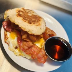 Bacon, egg, and cheese breakfast sandwich