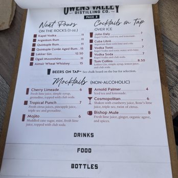 Owens Valley Distilling Company - Menu - Distilleries Near Me - Bishop, California Owens Valley Distilling Company - Menu - Distilleries Near Me - Bishop, California