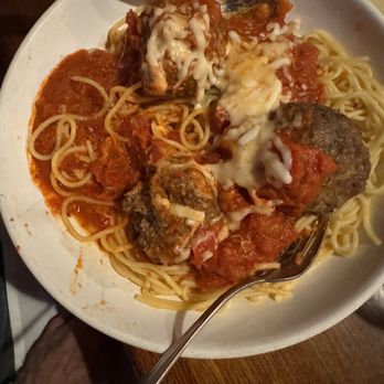Luciano's - Spaghetti & meatballs. Fresh shredded Parmesan - Italian Near Me - Elko, Nevada