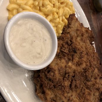 Hochatown Saloon - Chicken fried steak was huge but a little bland...nothing to really write home about; however, the mac and cheese was really good. - Sports Bars Near Me - Broken Bow, Oklahoma