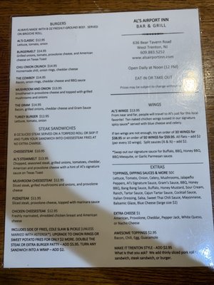 Menu photo 5 Al's Airport Inn Ewing, NJ