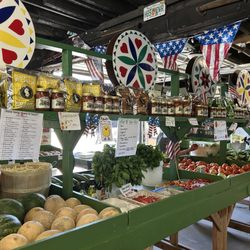Interior with lists of their offerings and Pennsylvania Dutch hex signs!!