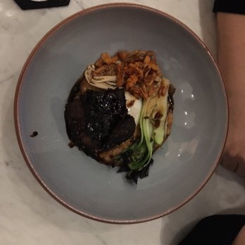 Taft Díaz - Short Rib Congee: Mushroom Duxelle, Black Garlic Demi, Black Vinegar Reduction, Egg - New American Near Me - El Paso, Texas Taft Díaz - Short Rib Congee: Mushroom Duxelle, Black Garlic Demi, Black Vinegar Reduction, Egg - New American Near Me - El Paso, Texas