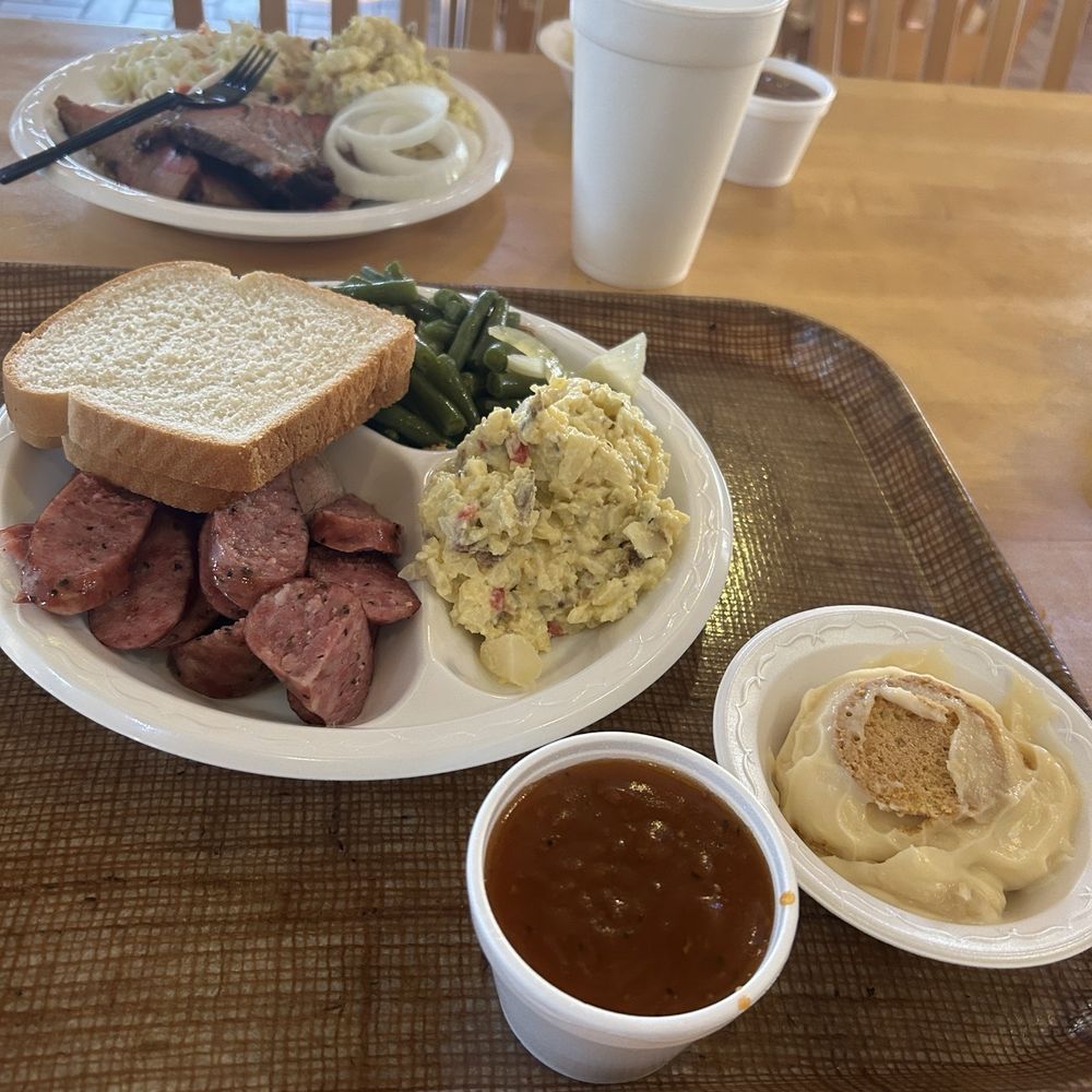 Jerry Mikeskas BBQ & Catering - Two meat plate - Barbeque Near Me - Columbus, Texas Jerry Mikeskas BBQ & Catering - Two meat plate - Barbeque Near Me - Columbus, Texas