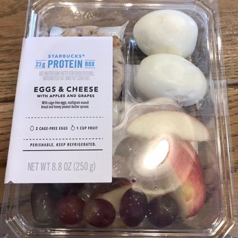 Starbucks - Comes with 2 hard boiled cage-free eggs, grapes, apple slices, multigrain muesli and honey pb to spread, my daughter ate for lunch! - Coffee & Tea Near Me - Rocklin, California Starbucks - Comes with 2 hard boiled cage-free eggs, grapes, apple slices, multigrain muesli and honey pb to spread, my daughter ate for lunch! - Coffee & Tea Near Me - Rocklin, California